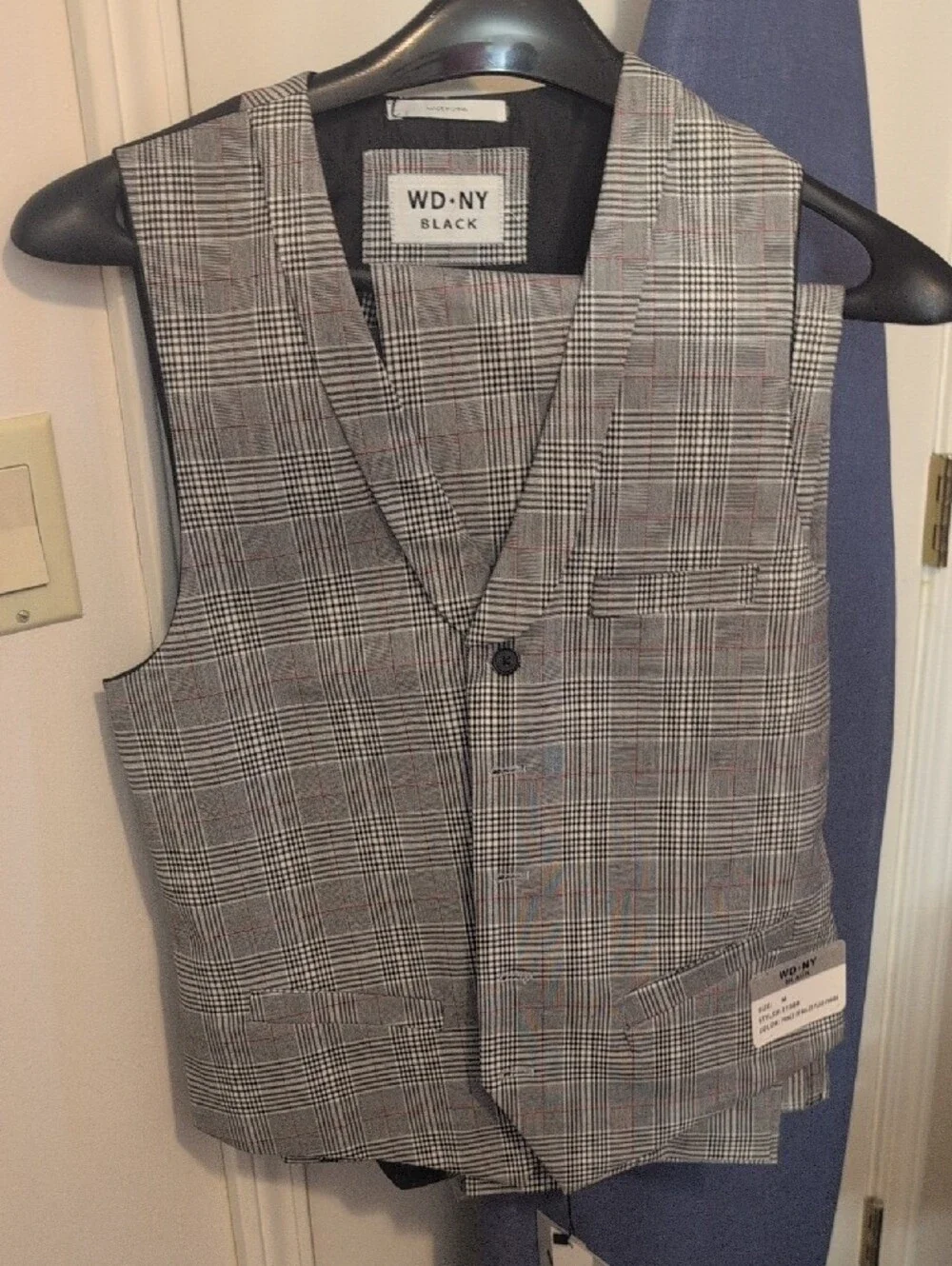 Men's Gray Prince Of Wales Plaid 3 Piece Suit - WD-NY